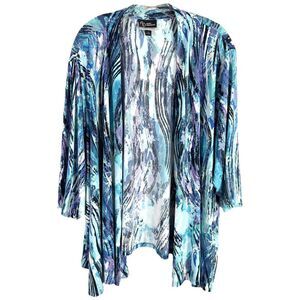 Catherines Added Dimensions Plus Size 34W 36W‎ Shrug 5X Cardigan Open Blue 1622